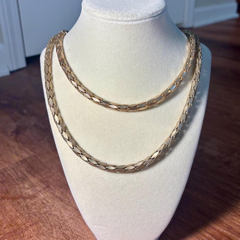 Gold Tone Chain Necklace, Statement Jewelry, Adjustable
